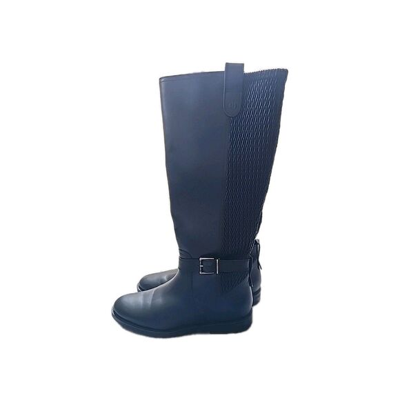 Cole Haan Shoes - Cole Haan Chelsey Leather Black Tall Riding Boots Woven Back Buckle Detail 6B